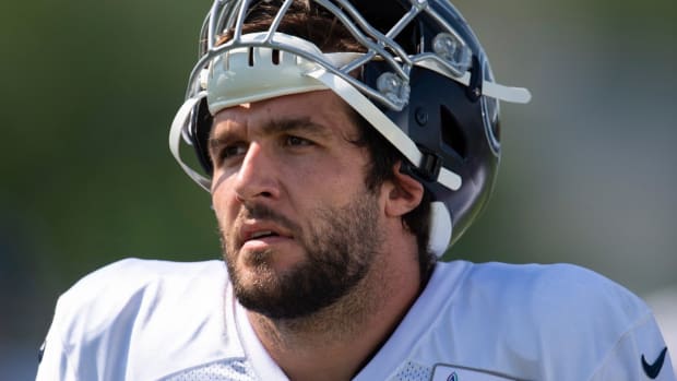 Tennessee Titans tight end Geoff Swaim (87) moves to the next drill during a training camp practice at Saint Thomas Sports Park Monday, Aug. 24, 2020 Nashville, Tenn.
